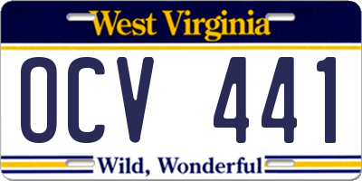 WV license plate OCV441