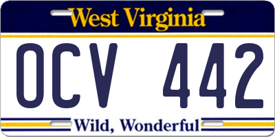 WV license plate OCV442