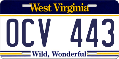 WV license plate OCV443