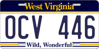 WV license plate OCV446