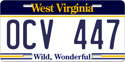 WV license plate OCV447