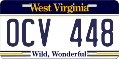 WV license plate OCV448