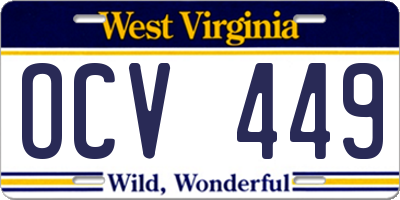 WV license plate OCV449