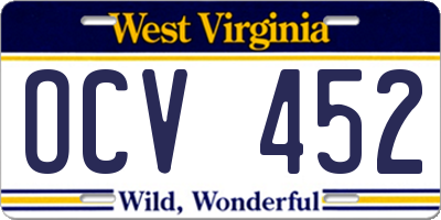 WV license plate OCV452