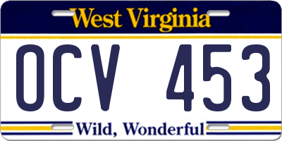 WV license plate OCV453