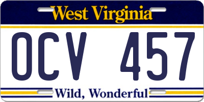 WV license plate OCV457