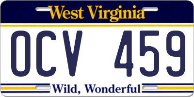 WV license plate OCV459