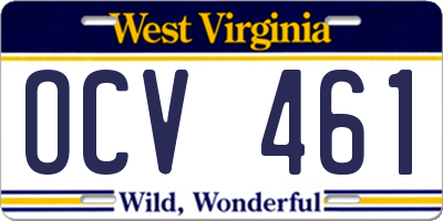 WV license plate OCV461