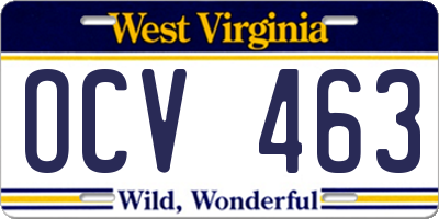 WV license plate OCV463