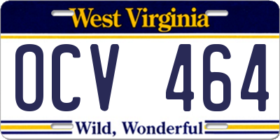 WV license plate OCV464