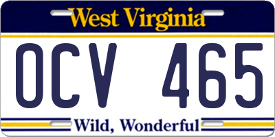 WV license plate OCV465