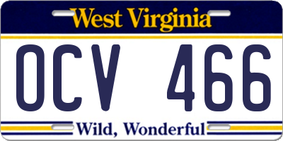 WV license plate OCV466