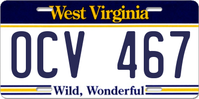 WV license plate OCV467