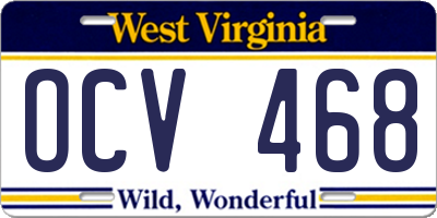 WV license plate OCV468
