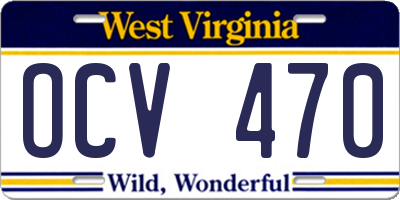 WV license plate OCV470