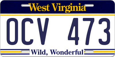 WV license plate OCV473
