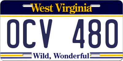 WV license plate OCV480