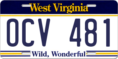 WV license plate OCV481