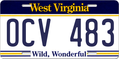 WV license plate OCV483