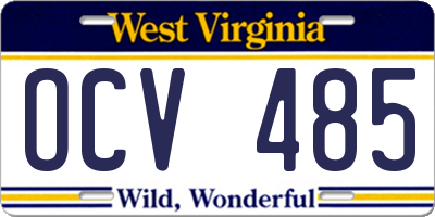 WV license plate OCV485