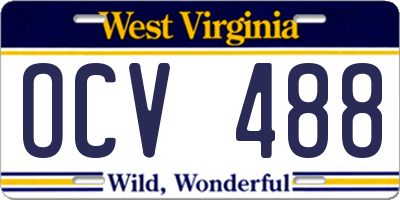 WV license plate OCV488