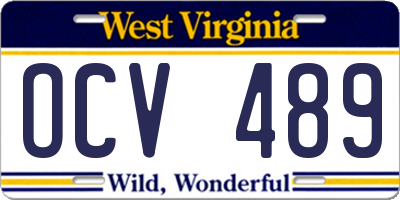 WV license plate OCV489