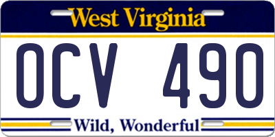 WV license plate OCV490