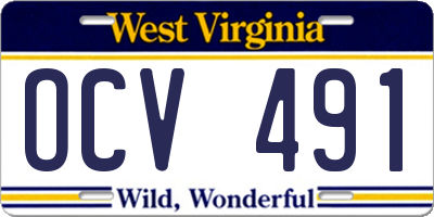 WV license plate OCV491