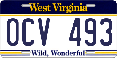 WV license plate OCV493