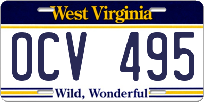 WV license plate OCV495