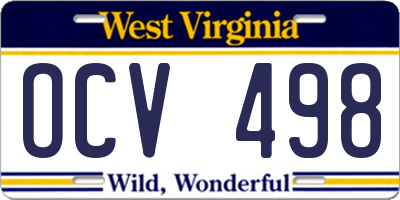 WV license plate OCV498