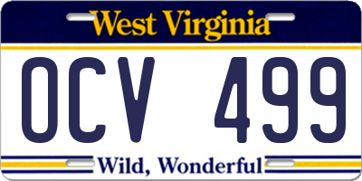 WV license plate OCV499
