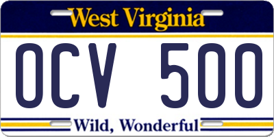 WV license plate OCV500