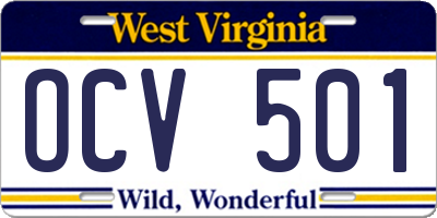 WV license plate OCV501