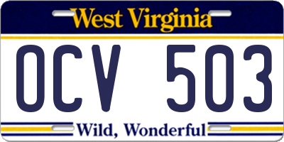 WV license plate OCV503