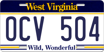 WV license plate OCV504