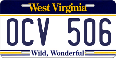WV license plate OCV506
