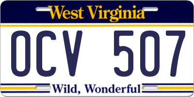 WV license plate OCV507