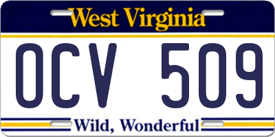 WV license plate OCV509