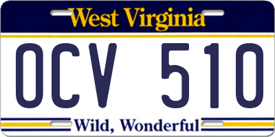 WV license plate OCV510