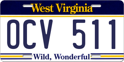 WV license plate OCV511