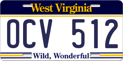 WV license plate OCV512