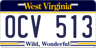 WV license plate OCV513
