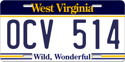 WV license plate OCV514