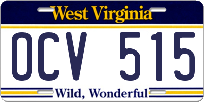 WV license plate OCV515