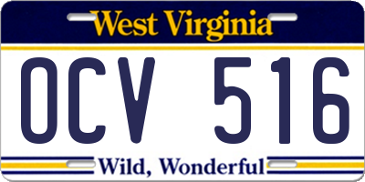 WV license plate OCV516