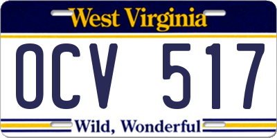 WV license plate OCV517