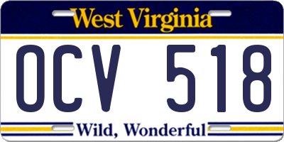 WV license plate OCV518