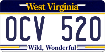 WV license plate OCV520