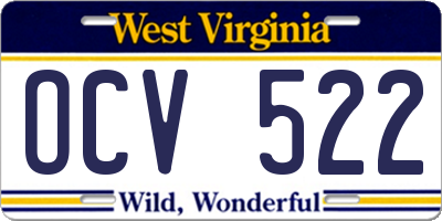 WV license plate OCV522